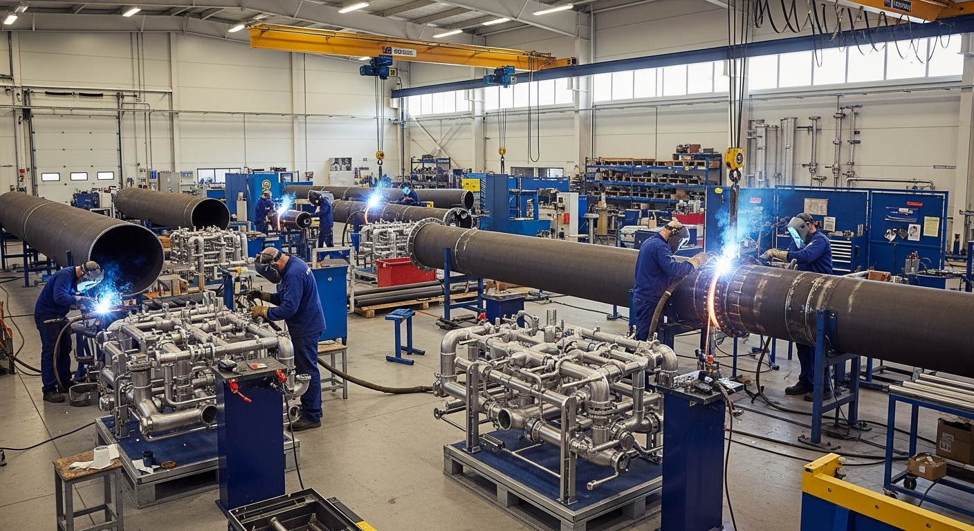 Piping Spools & Components - Made-to-spec piping spools, fittings, flanges, and modular pipe assemblies fabricated in partner shops to your isometrics with advanced industrial fabrication capabilities