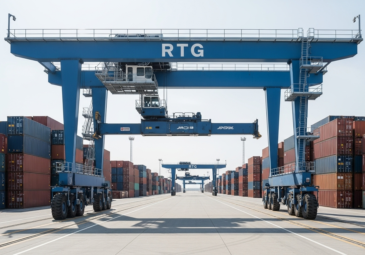 RTG Cranes (Rubber Tired Gantry) - Industrial equipment MRTG-Series with detailed technical specifications and certifications