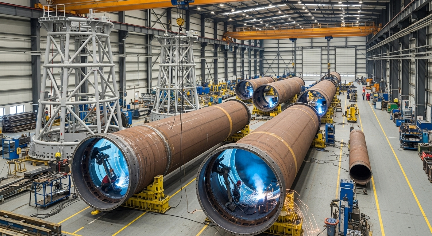 Wind Power Components - Sourcing of wind tower sections, flange forgings, internals, and structural components from qualified Chinese fabricators with advanced industrial fabrication capabilities