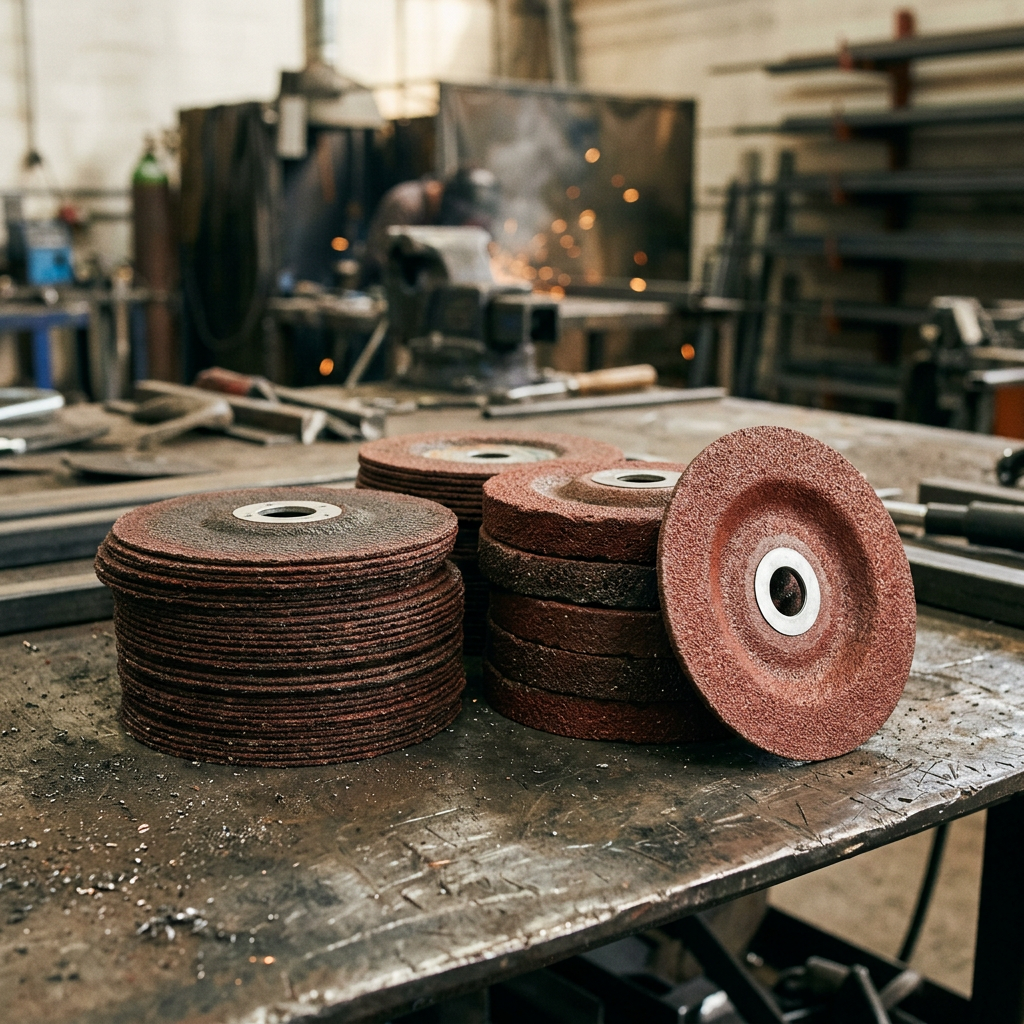 Resin-bonded abrasive cutting and grinding discs for industrial metalworking
